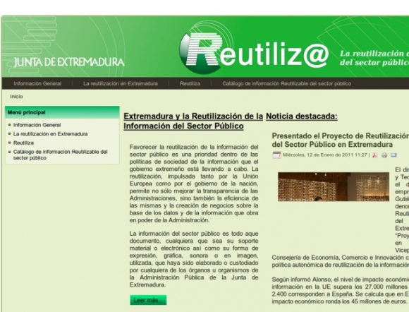 Reutiliz@ - Portal para la ReutilizaciÃ³n de la InformaciÃ³n del Sector PÃºblico en Extremadura