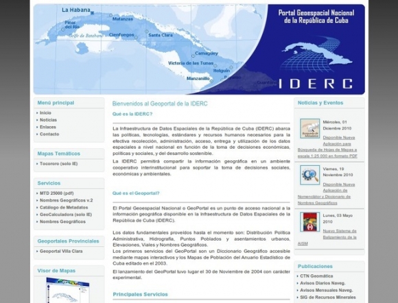El Portal Geoespacial Nacional o GeoPortal de Cuba